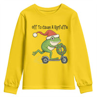 Off To Cause A Kerfuffle Youth Sweatshirt Funny Frog Christmas Meme Weirdcore - Wonder Print Shop
