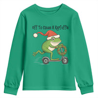 Off To Cause A Kerfuffle Youth Sweatshirt Funny Frog Christmas Meme Weirdcore - Wonder Print Shop