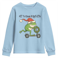 Off To Cause A Kerfuffle Youth Sweatshirt Funny Frog Christmas Meme Weirdcore - Wonder Print Shop