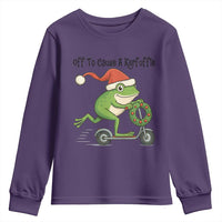 Off To Cause A Kerfuffle Youth Sweatshirt Funny Frog Christmas Meme Weirdcore - Wonder Print Shop