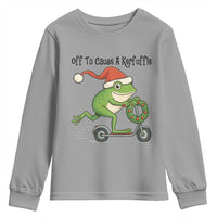 Off To Cause A Kerfuffle Youth Sweatshirt Funny Frog Christmas Meme Weirdcore - Wonder Print Shop