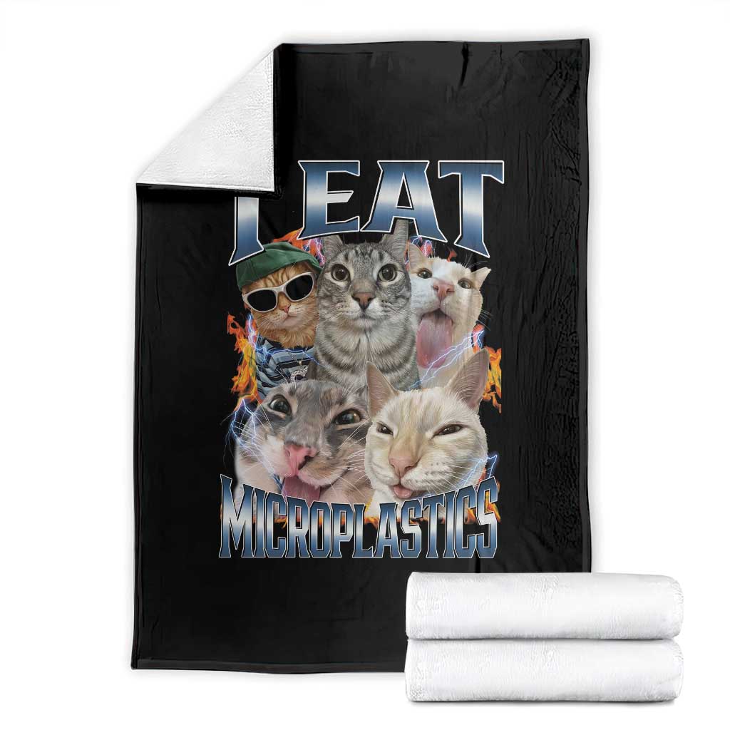 Funny Cat Meme Throw Blanket I Eat Microplastics - Wonder Print Shop