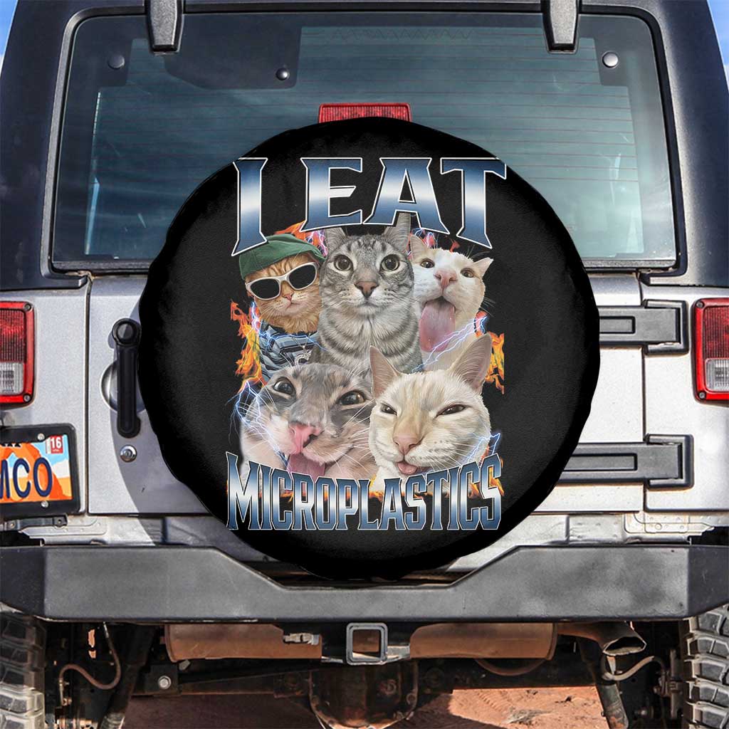 Funny Cat Meme Spare Tire Cover I Eat Microplastics - Wonder Print Shop