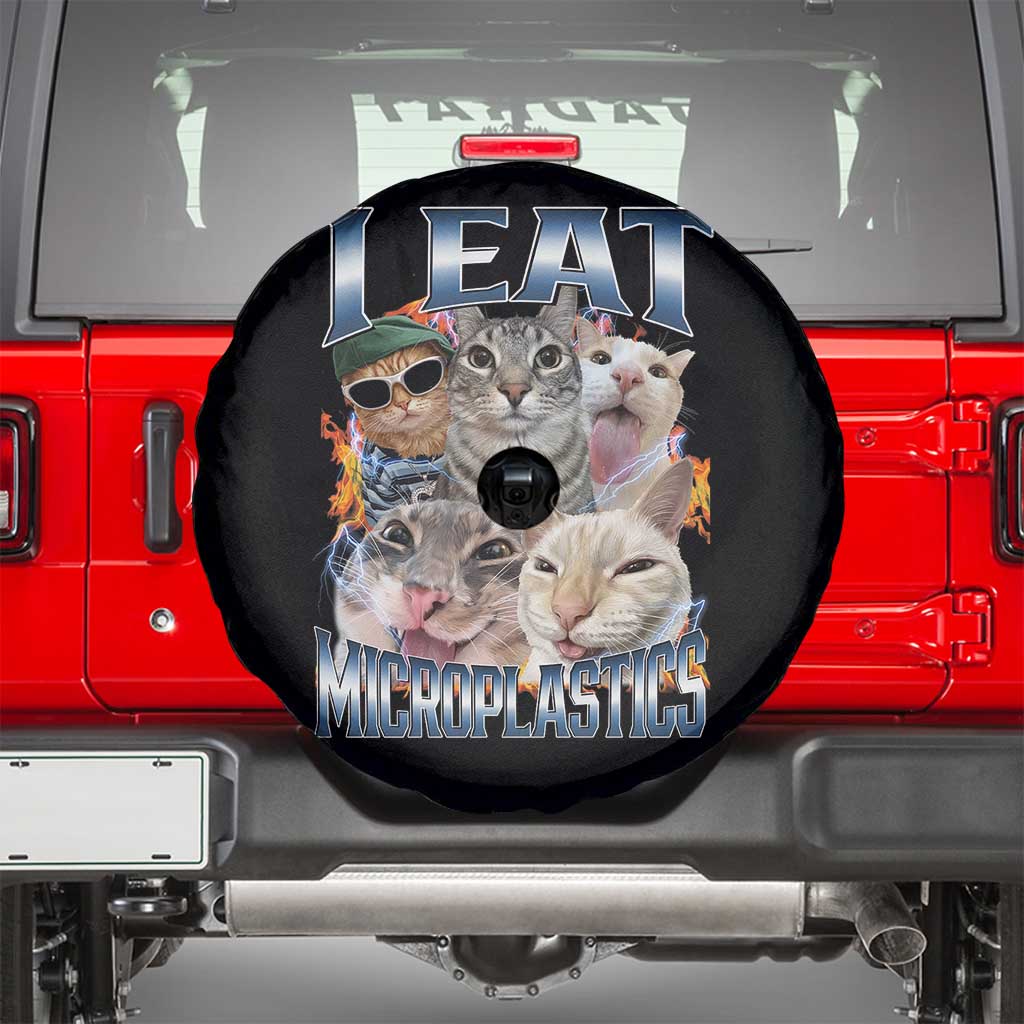 Funny Cat Meme Spare Tire Cover I Eat Microplastics - Wonder Print Shop
