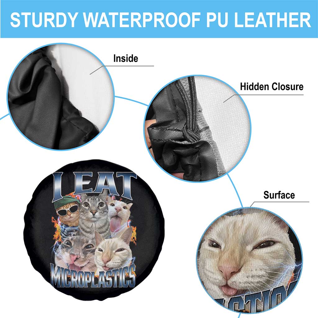 Funny Cat Meme Spare Tire Cover I Eat Microplastics - Wonder Print Shop