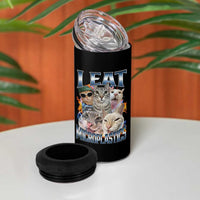 Funny Cat Meme 4 in 1 Can Cooler Tumbler I Eat Microplastics - Wonder Print Shop
