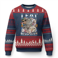 Funny Cat Meme Ugly Christmas Sweater I Eat Microplastics - Wonder Print Shop