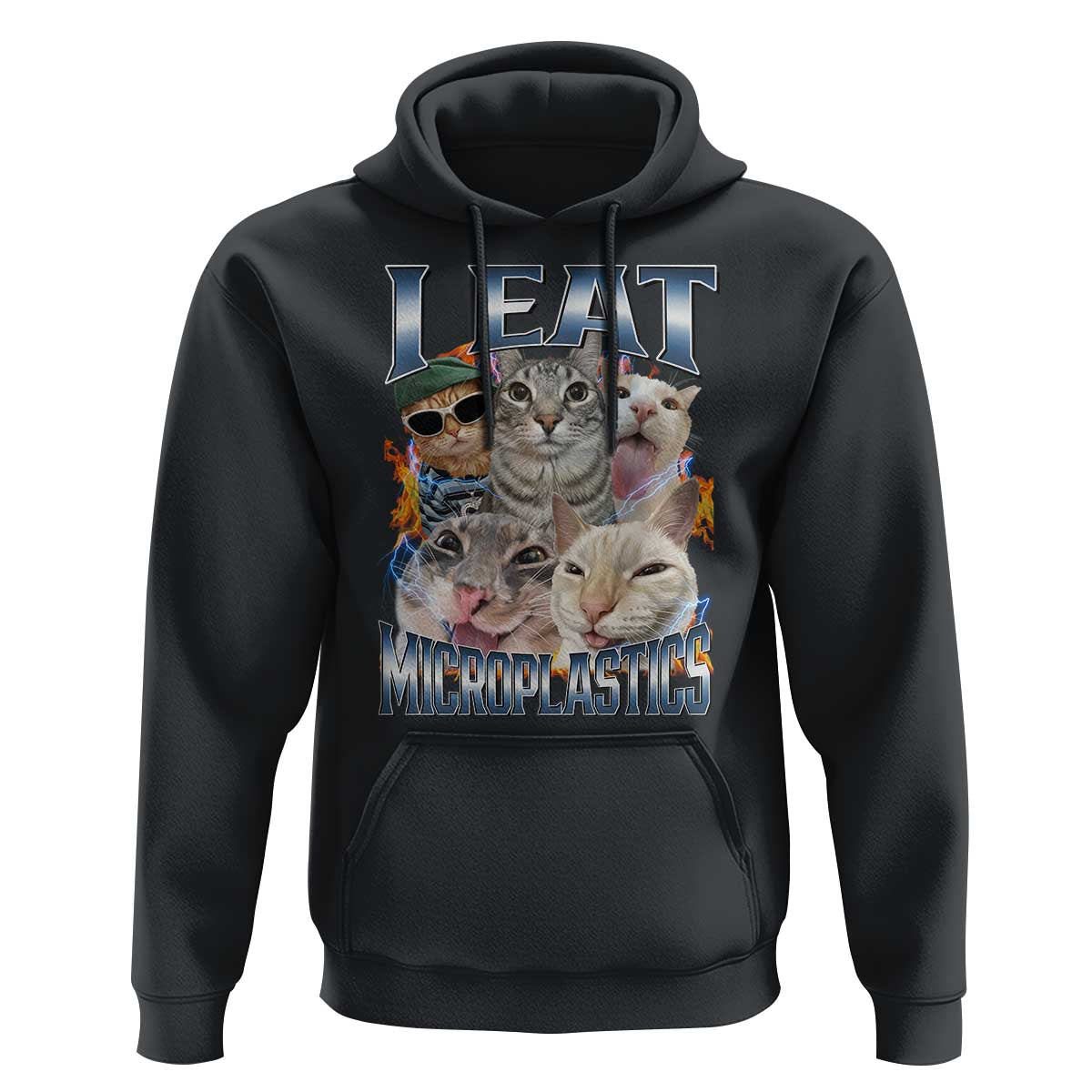 Funny Cat Meme Hoodie I Eat Microplastics - Wonder Print Shop