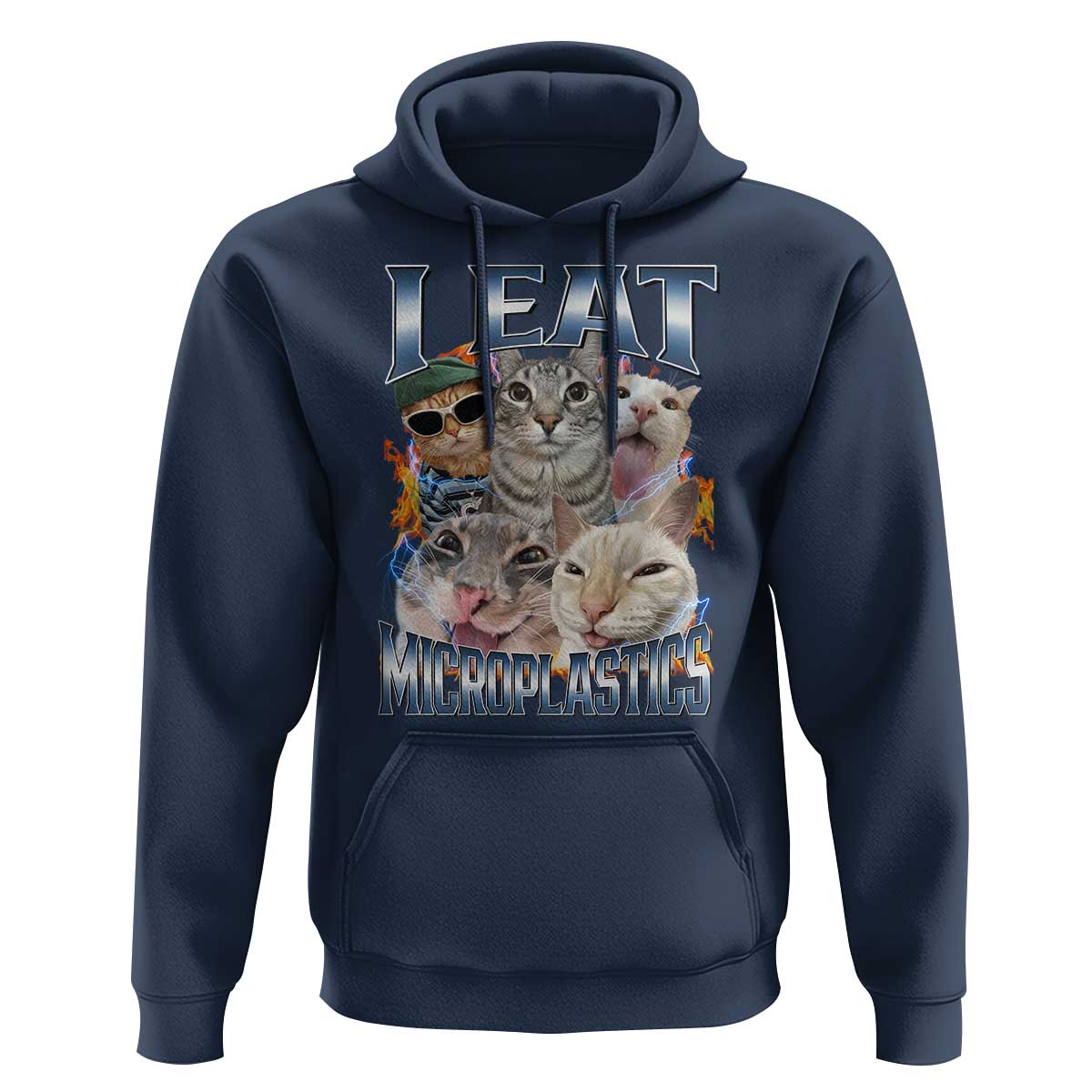 Funny Cat Meme Hoodie I Eat Microplastics - Wonder Print Shop