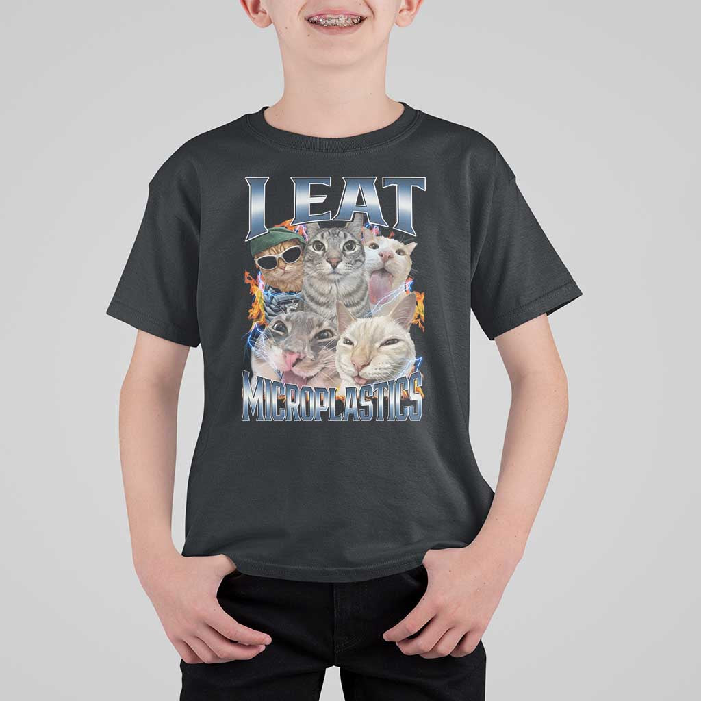 Funny Cat Meme T Shirt For Kid I Eat Microplastics - Wonder Print Shop