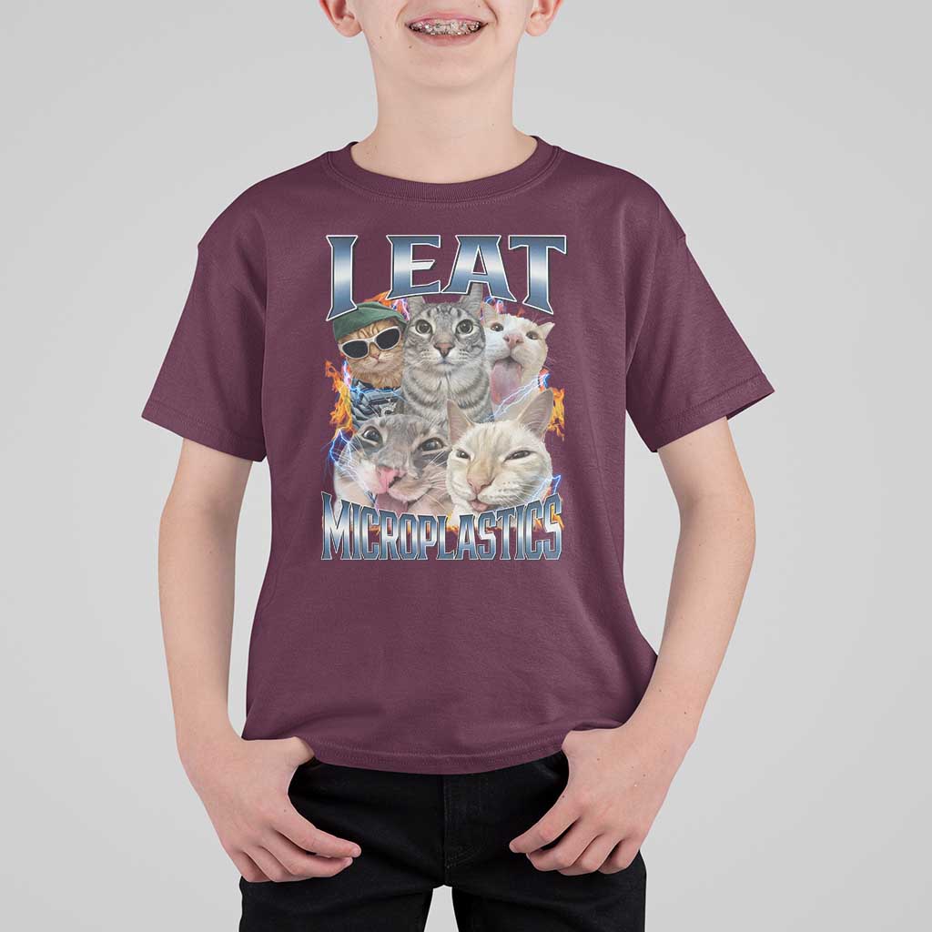 Funny Cat Meme T Shirt For Kid I Eat Microplastics - Wonder Print Shop