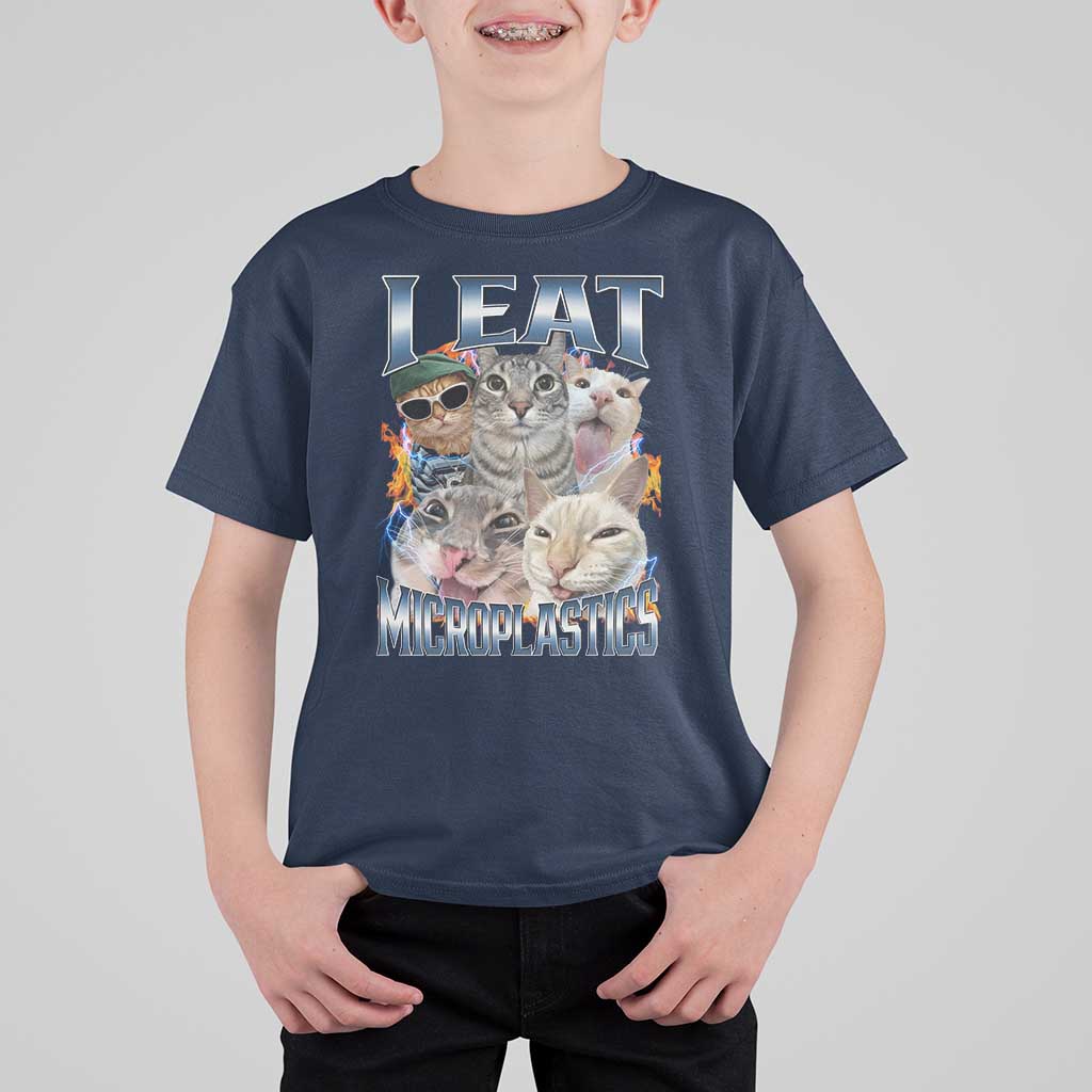 Funny Cat Meme T Shirt For Kid I Eat Microplastics - Wonder Print Shop