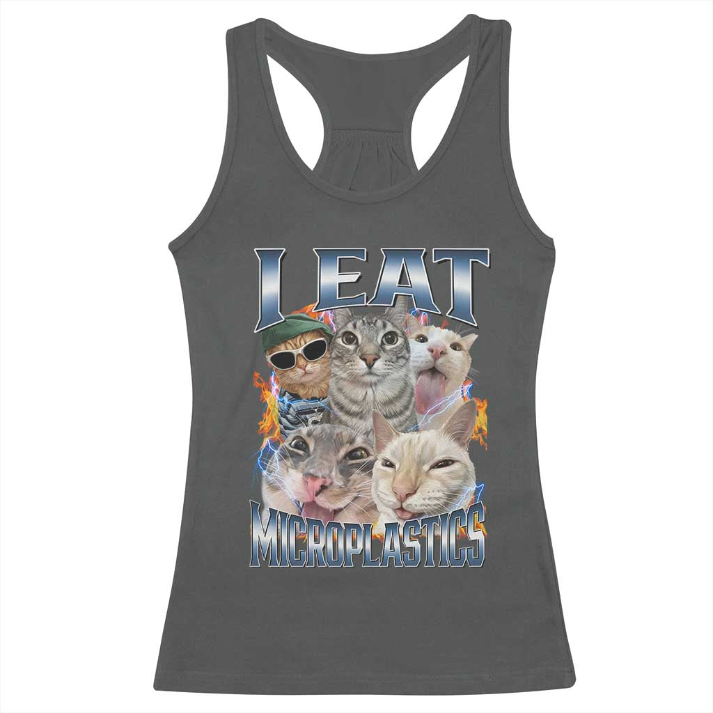 Funny Cat Meme Racerback Tank Top I Eat Microplastics - Wonder Print Shop