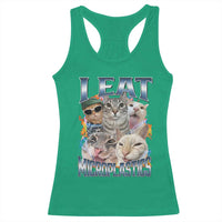 Funny Cat Meme Racerback Tank Top I Eat Microplastics - Wonder Print Shop