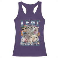 Funny Cat Meme Racerback Tank Top I Eat Microplastics - Wonder Print Shop
