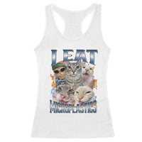 Funny Cat Meme Racerback Tank Top I Eat Microplastics - Wonder Print Shop