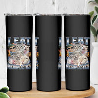 Funny Cat Meme Skinny Tumbler I Eat Microplastics - Wonder Print Shop
