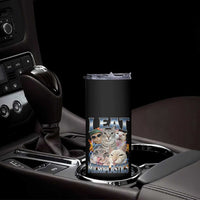 Funny Cat Meme Skinny Tumbler I Eat Microplastics - Wonder Print Shop