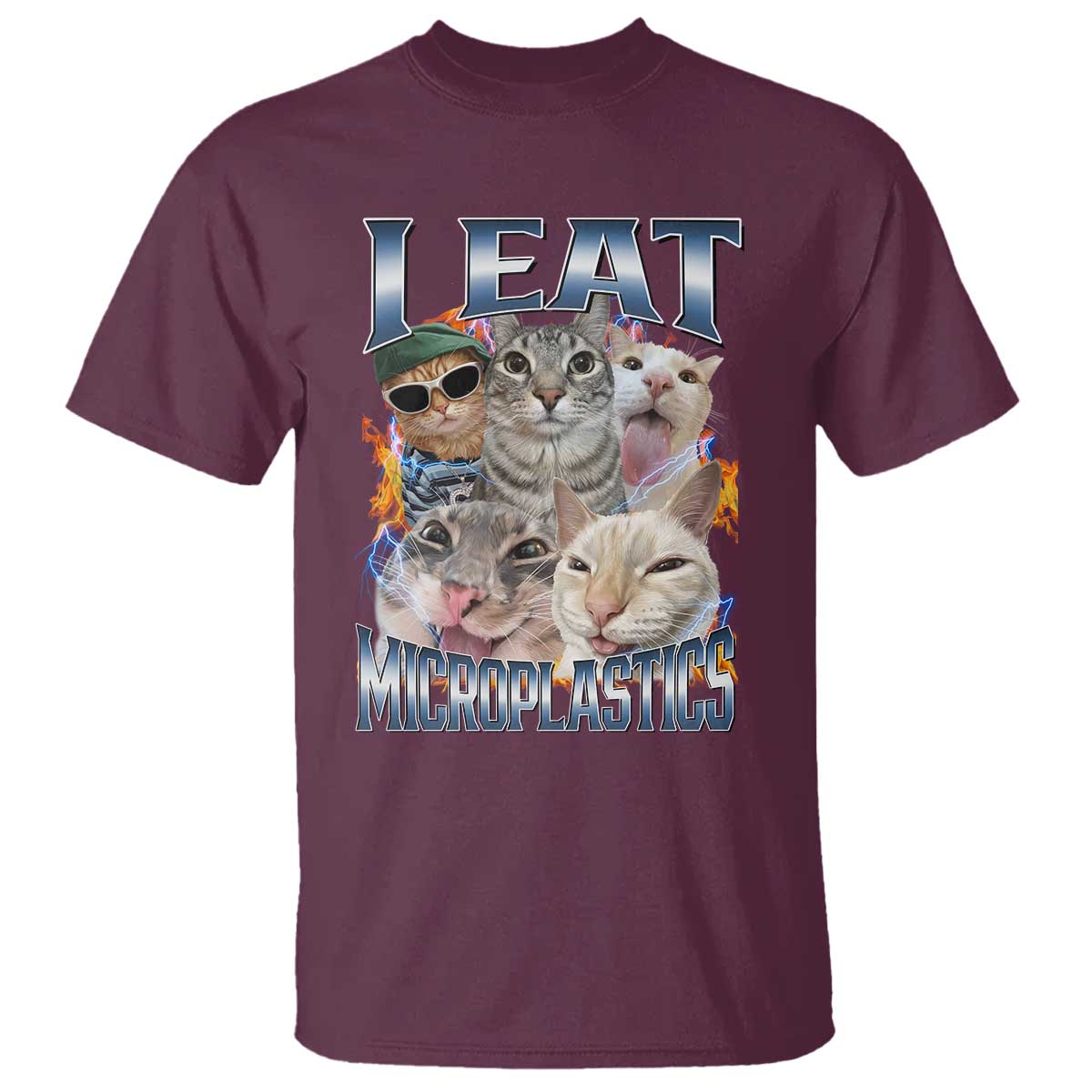 Funny Cat Meme T Shirt I Eat Microplastics - Wonder Print Shop