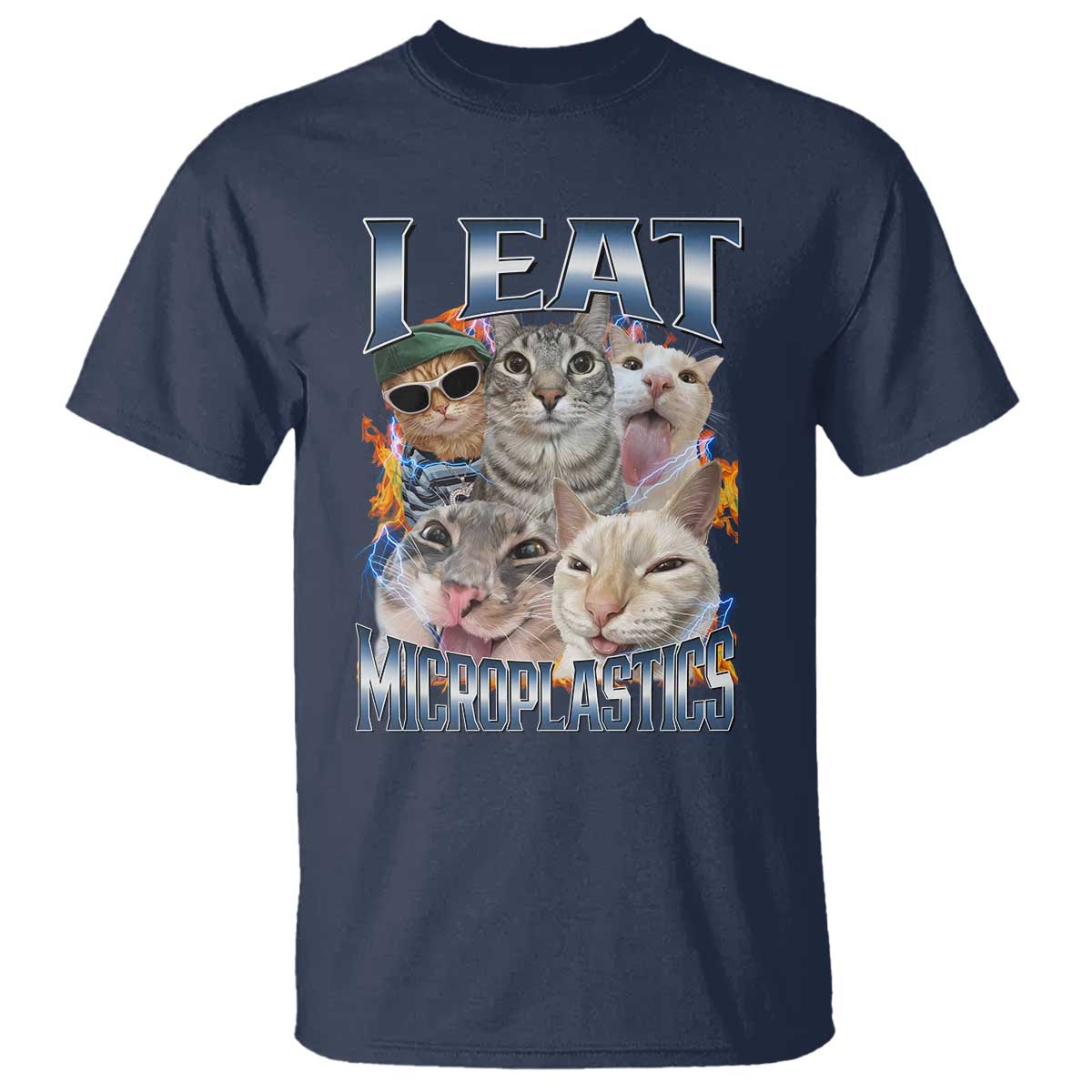 Funny Cat Meme T Shirt I Eat Microplastics - Wonder Print Shop