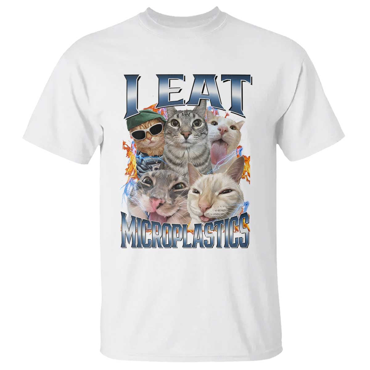 Funny Cat Meme T Shirt I Eat Microplastics - Wonder Print Shop