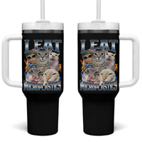 Funny Cat Meme Tumbler With Handle I Eat Microplastics - Wonder Print Shop