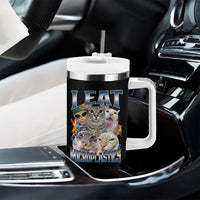 Funny Cat Meme Tumbler With Handle I Eat Microplastics - Wonder Print Shop