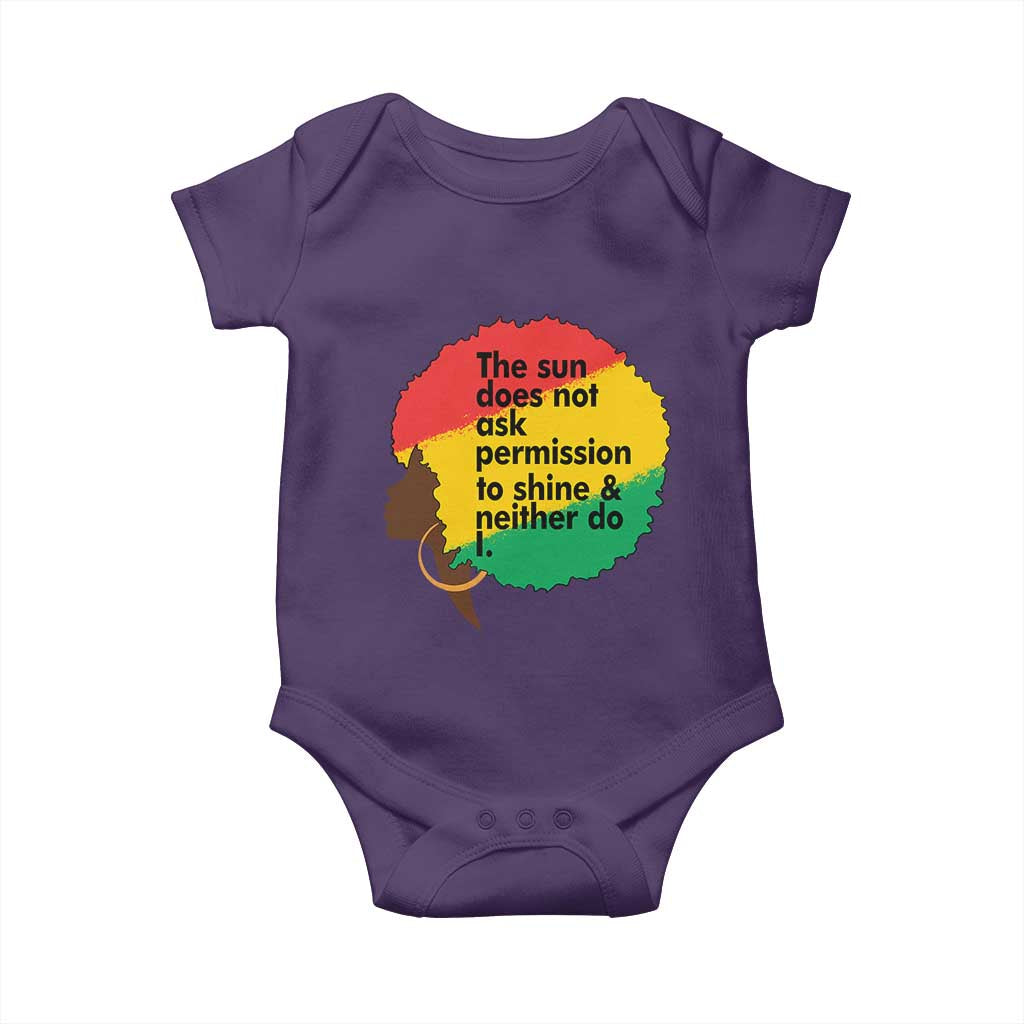 Black Woman Empowerment Baby Onesie The Sun Does Not Ask Permission To Shine - Wonder Print Shop