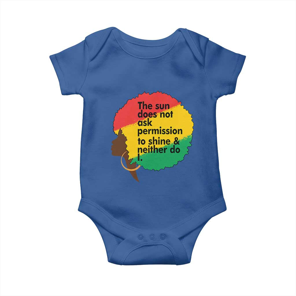 Black Woman Empowerment Baby Onesie The Sun Does Not Ask Permission To Shine - Wonder Print Shop
