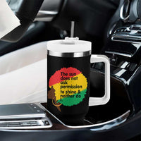 Black Woman Empowerment Tumbler With Handle The Sun Does Not Ask Permission To Shine - Wonder Print Shop