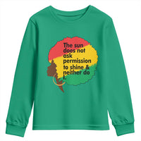 Black Woman Empowerment Youth Sweatshirt The Sun Does Not Ask Permission To Shine - Wonder Print Shop