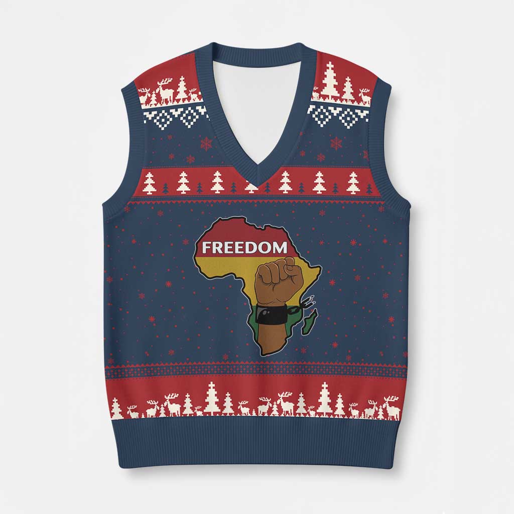 Africa Freedom Liberation Black Power V-Neck Knit Sweater Vest - Wonder Print Shop