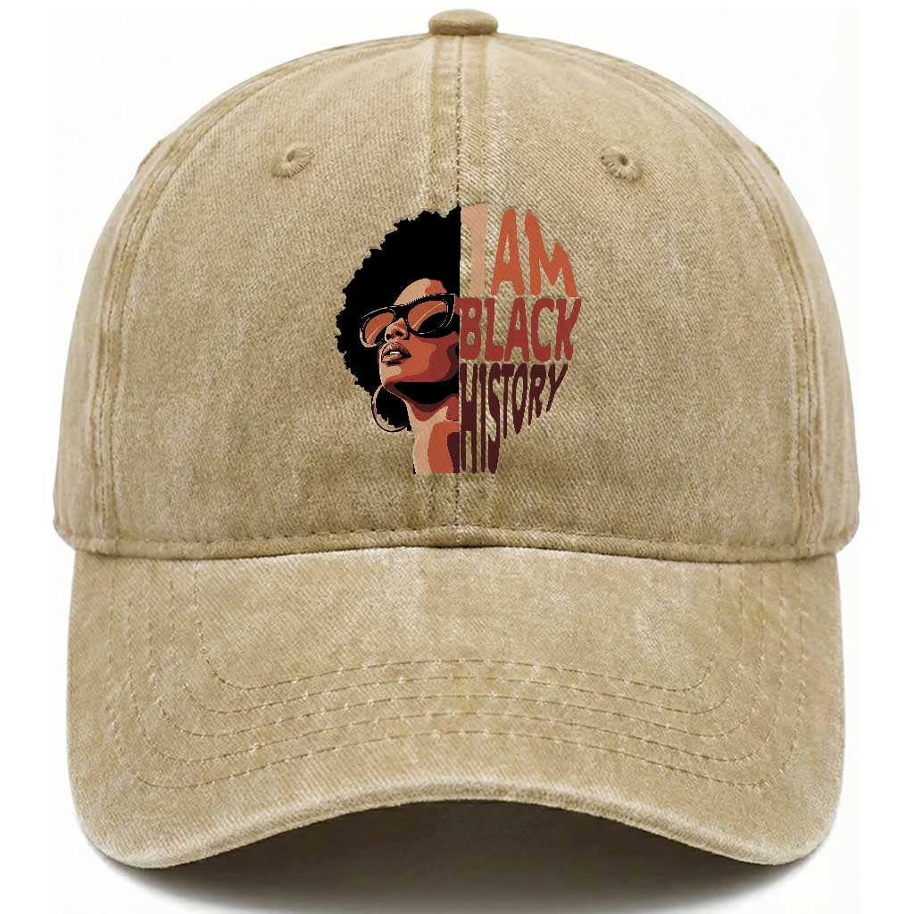 I Am Black History Washed Cotton Baseball Cap African American Pride