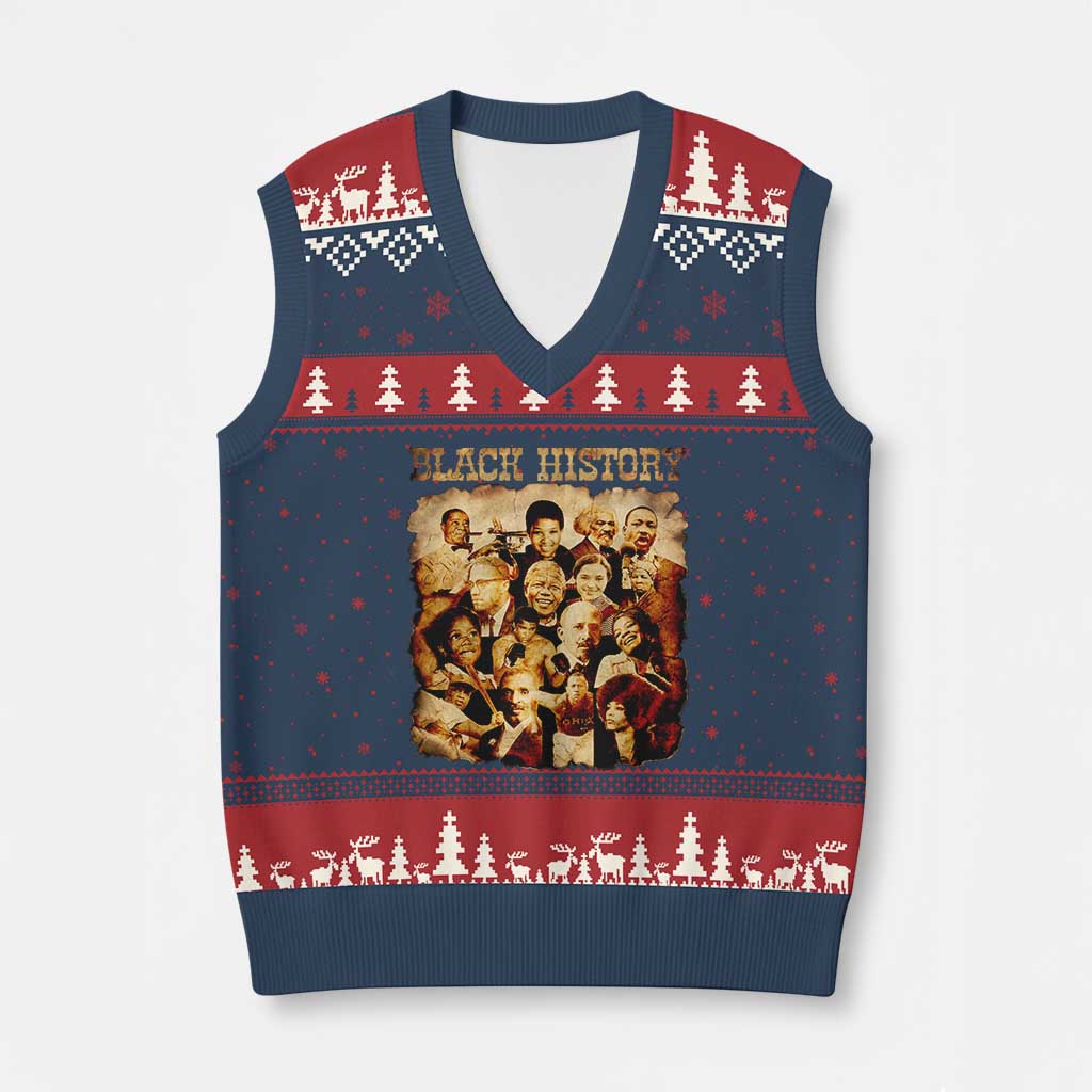 Black History Month V-Neck Knit Sweater Vest African American Pride - Wonder Print Shop
