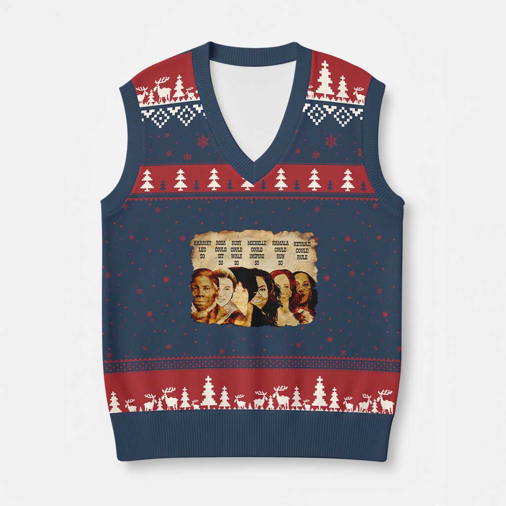 Black History Month V-Neck Knit Sweater Vest African American Women Pride - Wonder Print Shop