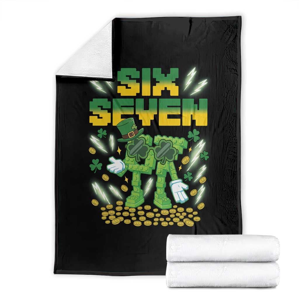 67 Italian Brainrot St Patricks Day Throw Blanket Funny Six Seven Leprechaun Playing Baseball Meme