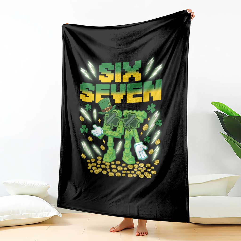 67 Italian Brainrot St Patricks Day Throw Blanket Funny Six Seven Leprechaun Playing Baseball Meme
