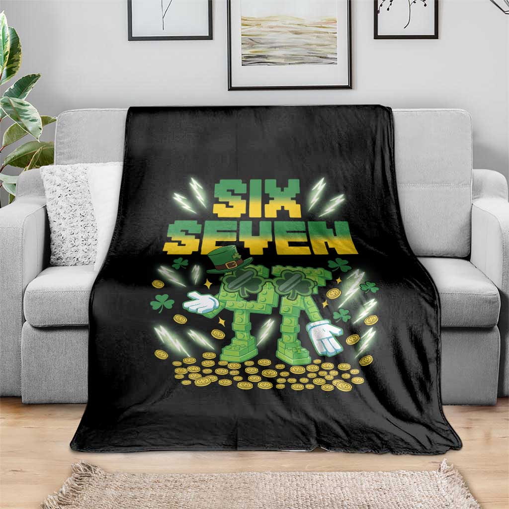 67 Italian Brainrot St Patricks Day Throw Blanket Funny Six Seven Leprechaun Playing Baseball Meme