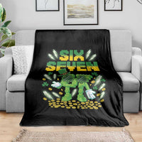 67 Italian Brainrot St Patricks Day Throw Blanket Funny Six Seven Leprechaun Playing Baseball Meme
