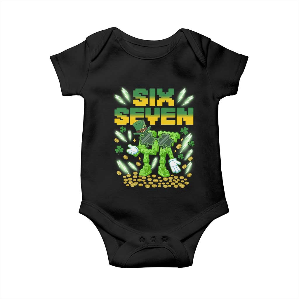 67 Italian Brainrot St Patricks Day Baby Onesie Funny Six Seven Leprechaun Playing Baseball Meme