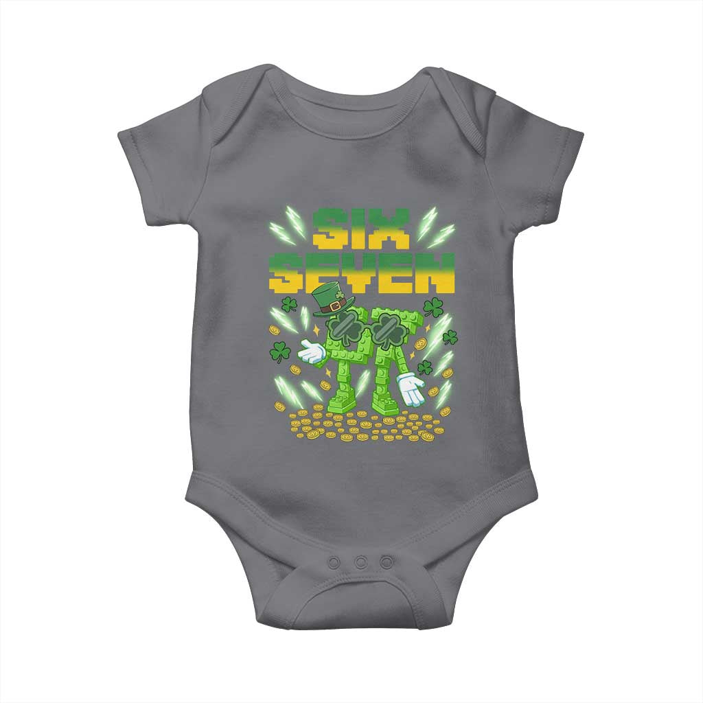 67 Italian Brainrot St Patricks Day Baby Onesie Funny Six Seven Leprechaun Playing Baseball Meme