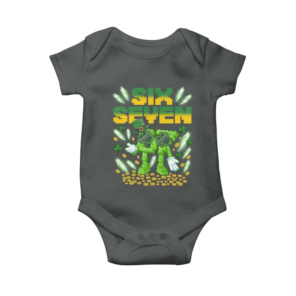 67 Italian Brainrot St Patricks Day Baby Onesie Funny Six Seven Leprechaun Playing Baseball Meme