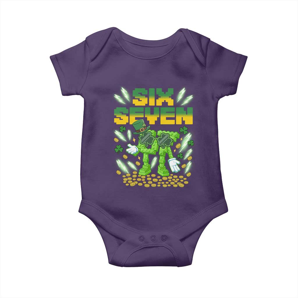 67 Italian Brainrot St Patricks Day Baby Onesie Funny Six Seven Leprechaun Playing Baseball Meme
