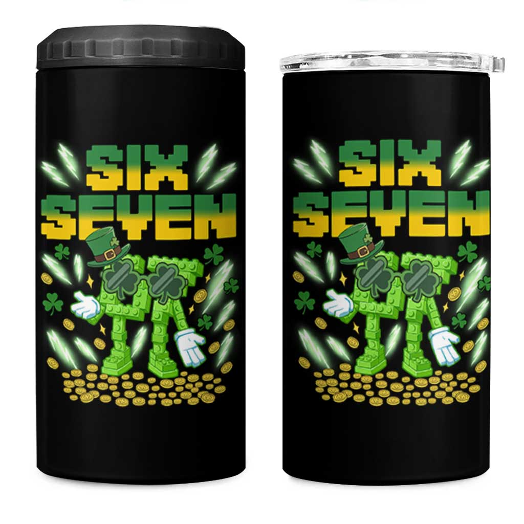 67 Italian Brainrot St Patricks Day 4 in 1 Can Cooler Tumbler Funny Six Seven Leprechaun Playing Baseball Meme