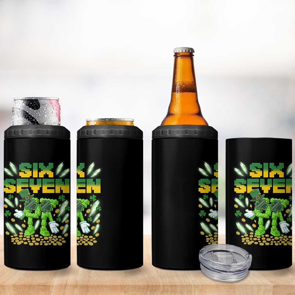 67 Italian Brainrot St Patricks Day 4 in 1 Can Cooler Tumbler Funny Six Seven Leprechaun Playing Baseball Meme