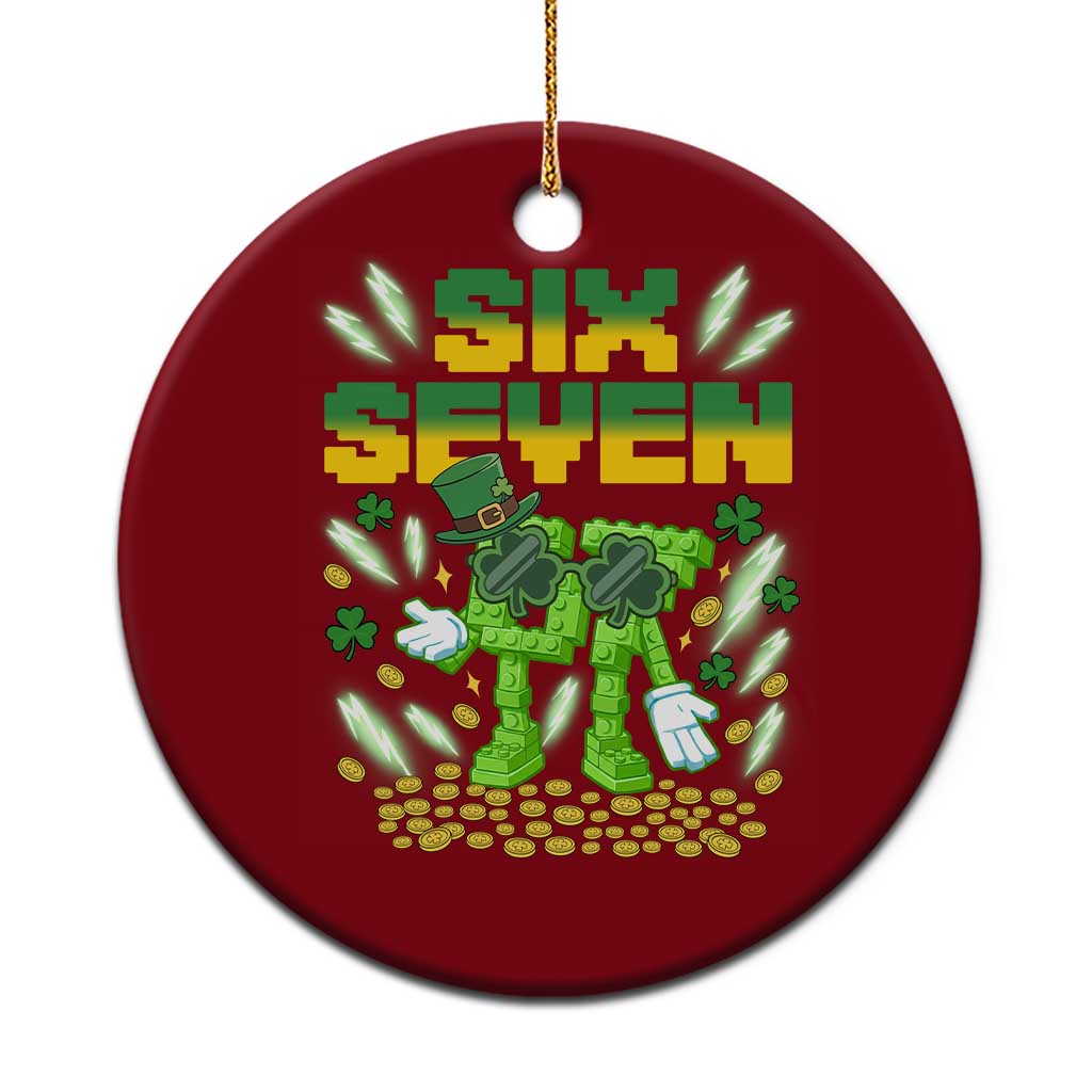 67 Italian Brainrot St Patricks Day Ceramic Ornament Funny Six Seven Leprechaun Playing Baseball Meme