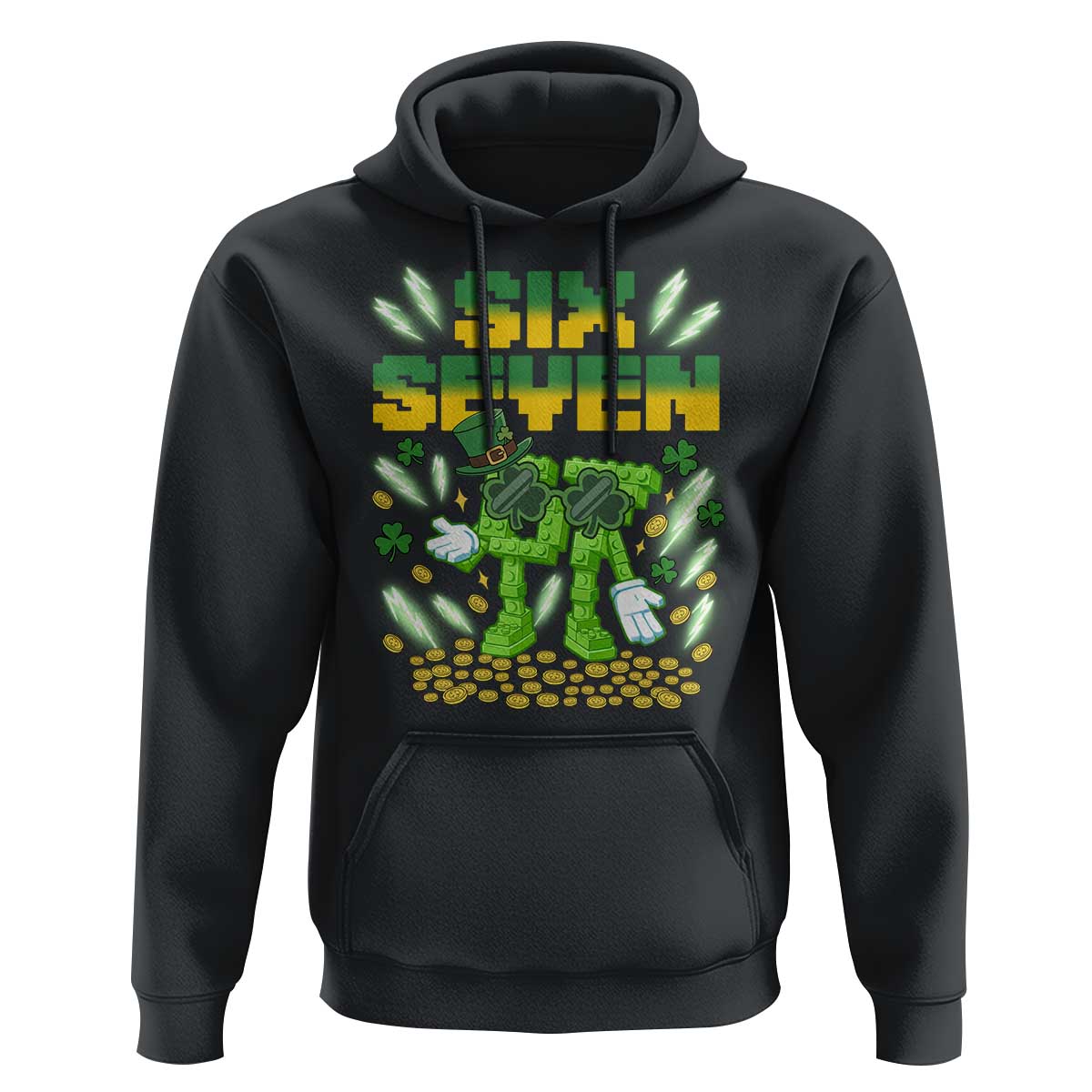 67 Italian Brainrot St Patricks Day Hoodie Funny Six Seven Leprechaun Playing Baseball Meme