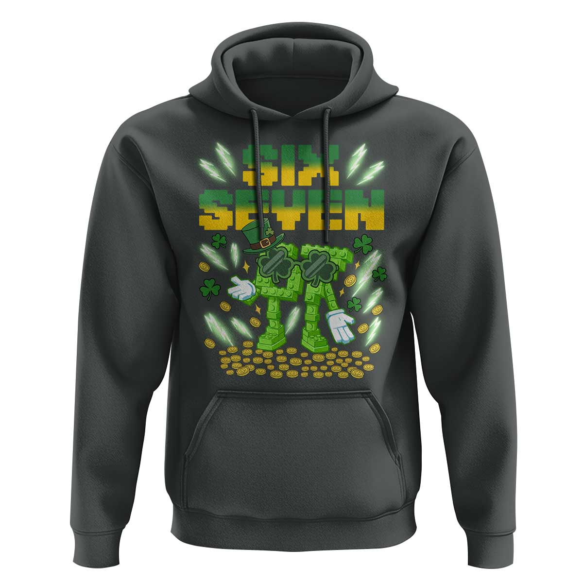 67 Italian Brainrot St Patricks Day Hoodie Funny Six Seven Leprechaun Playing Baseball Meme