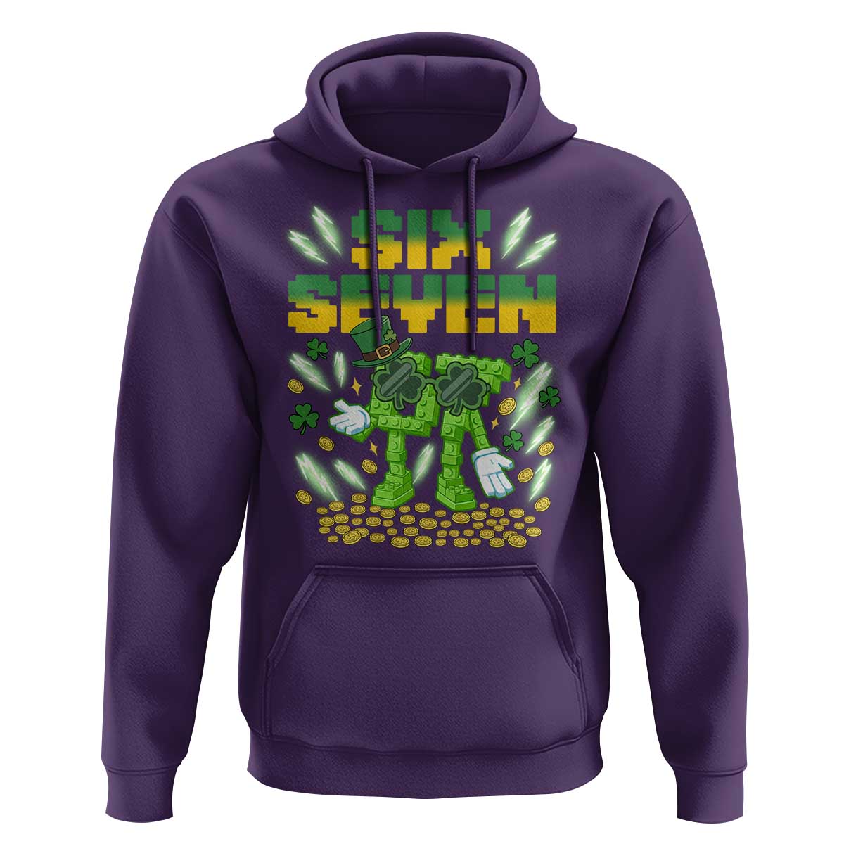 67 Italian Brainrot St Patricks Day Hoodie Funny Six Seven Leprechaun Playing Baseball Meme