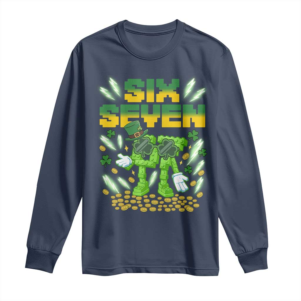 67 Italian Brainrot St Patricks Day Long Sleeve Shirt Funny Six Seven Leprechaun Playing Baseball Meme